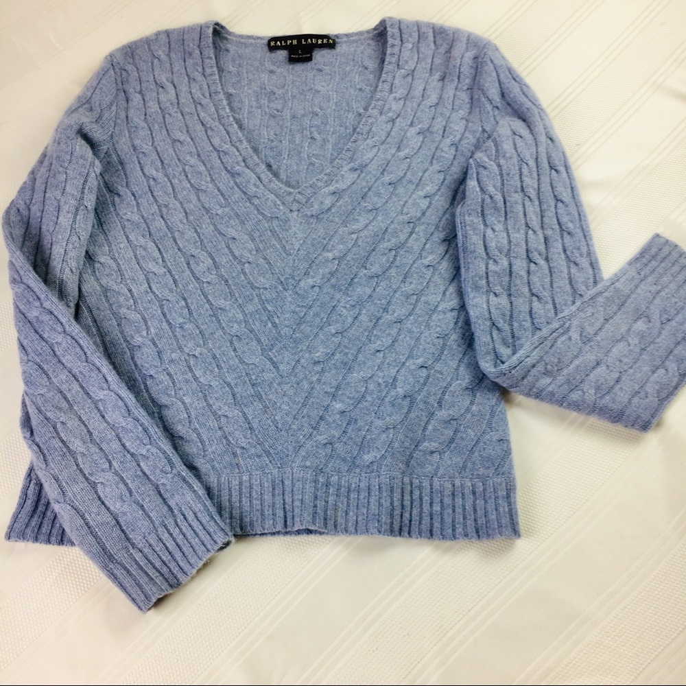 Ralph Lauren soft grey cashmere sweater lg